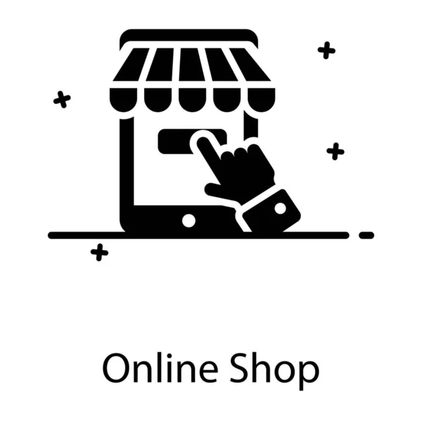 Online Shop Icon Flat Design Commerce Concept — Stock Vector