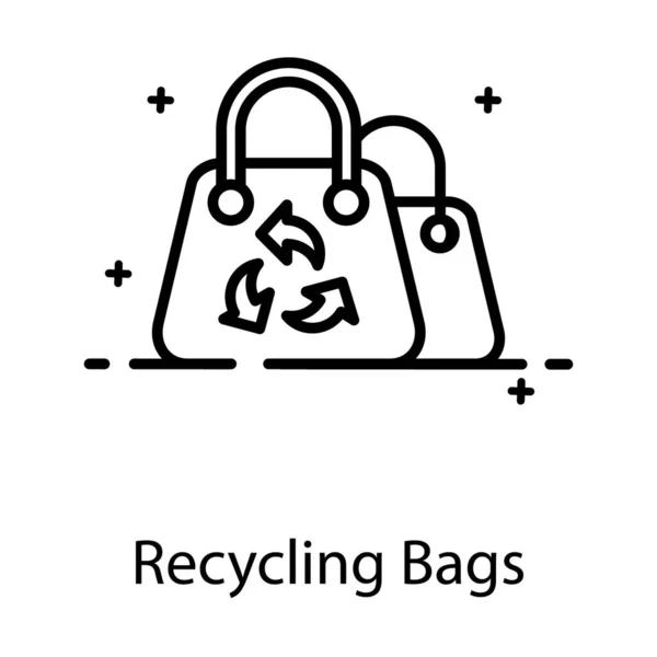 バッグアイコンのリサイクルの概念を示すハンドバッグの矢印 — ストックベクタ