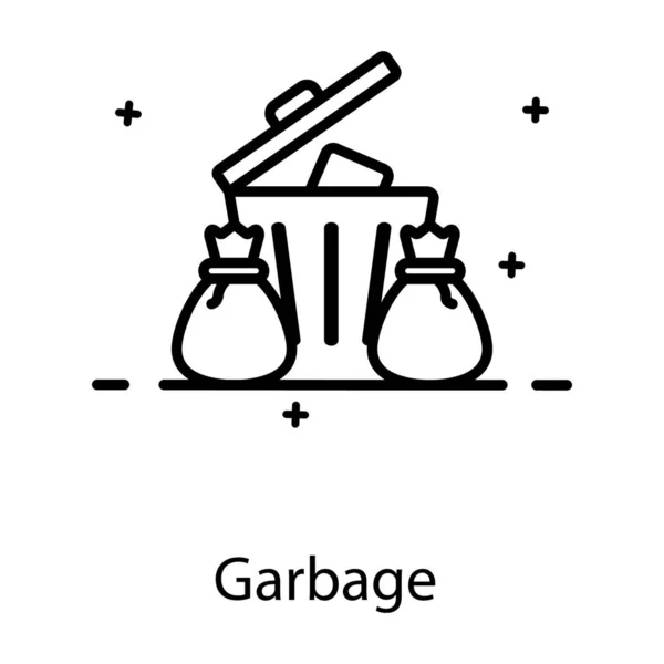Çöp Tenekeli Çöp Torbaları Çöp Simgesini Gösteriyor — Stok Vektör