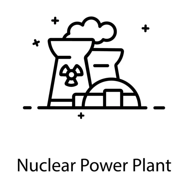 Building Chimney Depicting Nuclear Power Plant Icon Flat Style — Stock Vector