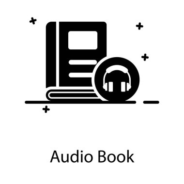 Kulaklıklı kitapçık, ses simgesi konsepti