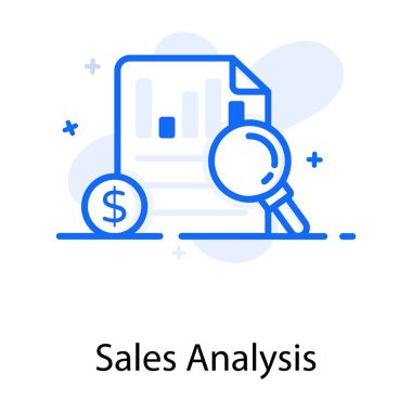 Rapor çizelgesi ve satış analizi simgesini gösteren büyüteçle dolar