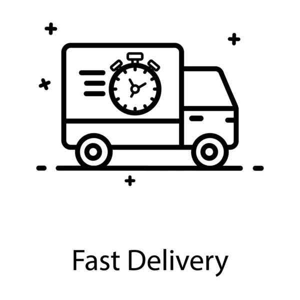 Ταχυδρομική Υπηρεσία Γρήγορη Παράδοση Van Εικονίδιο Επίπεδη Στυλ — Διανυσματικό Αρχείο