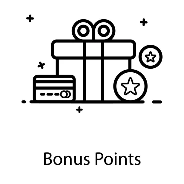 Card Gift Box Star Flat Design Bonus Points Icon — Stock Vector