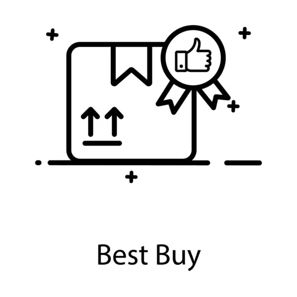 Paket Mit Qualitätsabzeichen Zeigt Besten Kaufen Flachen Symbol — Stockvektor
