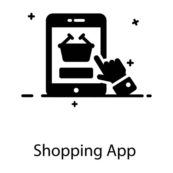 Shopping App Ikon Platt Design Handel Koncept — Stock vektor