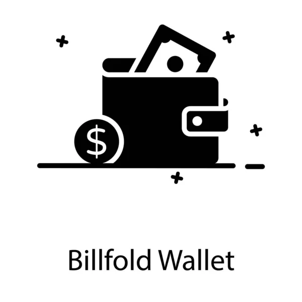 Portefeuille Billfold Dollar Icône Billfold Dans Design Plat — Image vectorielle