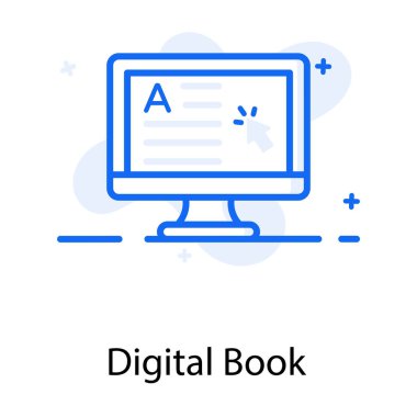 İçerideki kitapçık dijital kitap simgesi konseptini gösterir