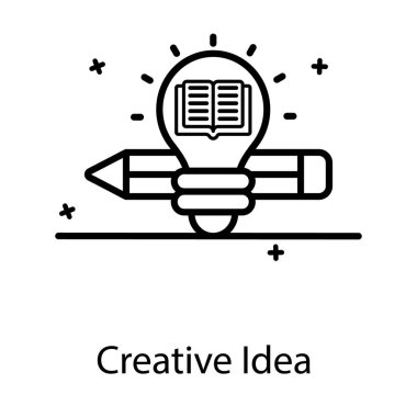 İçerideki ampulün içinde yaratıcı fikirleri gösteren bir kitap. 