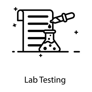 Düz bir ikon içinde, matara laboratuvar testi yapan bir boru.