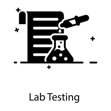 Düz bir ikon içinde, matara laboratuvar testi yapan bir boru.