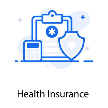 Sağlık sigortası ikonu, pano tıbbi kağıt ile kalkan