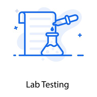 Düz bir ikon içinde, matara laboratuvar testi yapan bir boru.