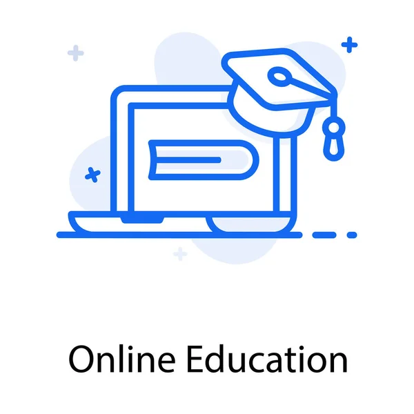 Zaprawa Laptopem Oznaczającym Ikonę Edukacji Online — Wektor stockowy
