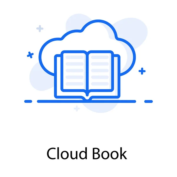 Хмара Буклетом Плоский Векторний Дизайн Піктограми Хмарної Книги — стоковий вектор