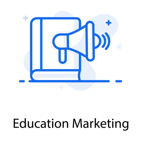 Książka Megafonem Płaski Wektor Projektowania Ikony Marketingu Edukacyjnego — Wektor stockowy