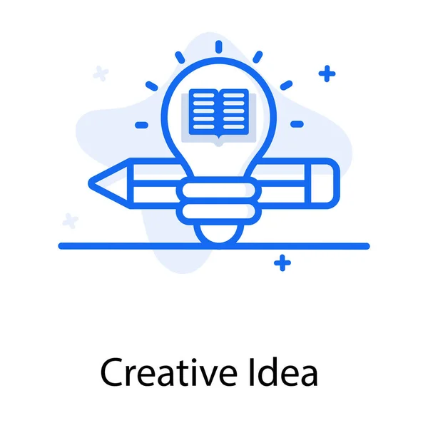 Boek Binnenlamp Met Potlood Met Creatief Idee — Stockvector