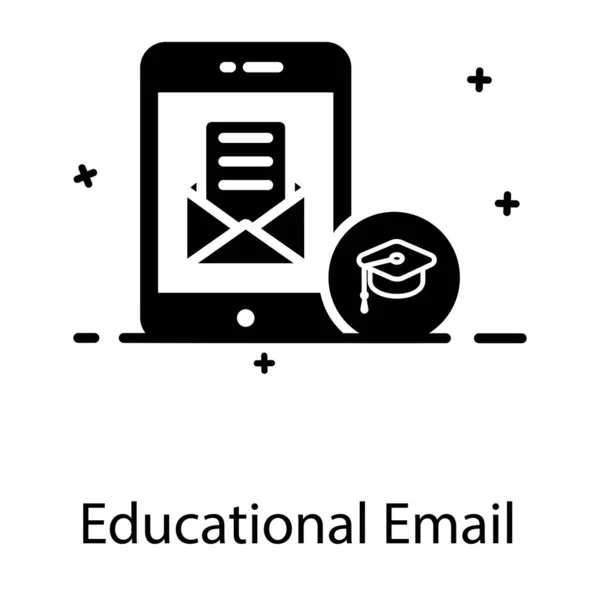 Umschlag Handy Mit Mörtelbrett Symbol Für Bildungspost — Stockvektor