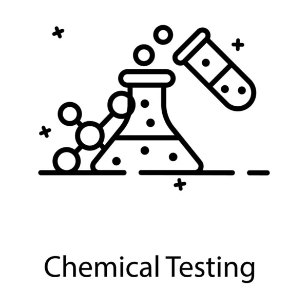 Tubo Ensayo Con Matraz Que Muestra Pruebas Químicas Icono Plano — Vector de stock