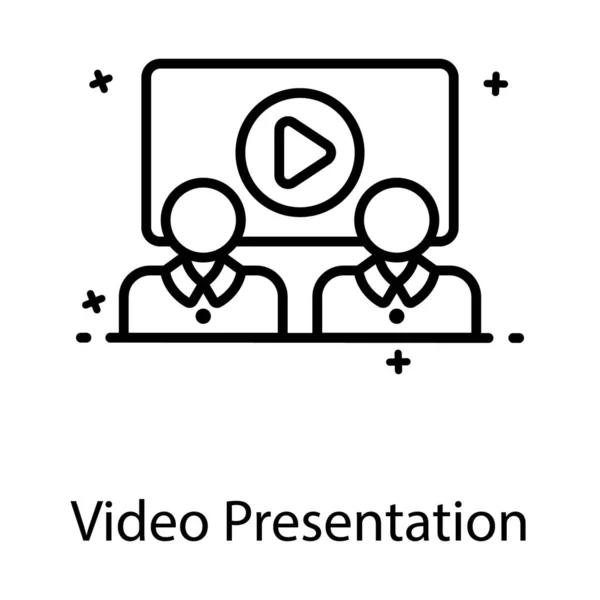 Ikone Der Videopräsentation Flachen Editierbaren Design — Stockvektor