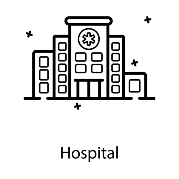 Orvosi Központ Épület Kórházi Épület Lapos Ikonnal — Stock Vector