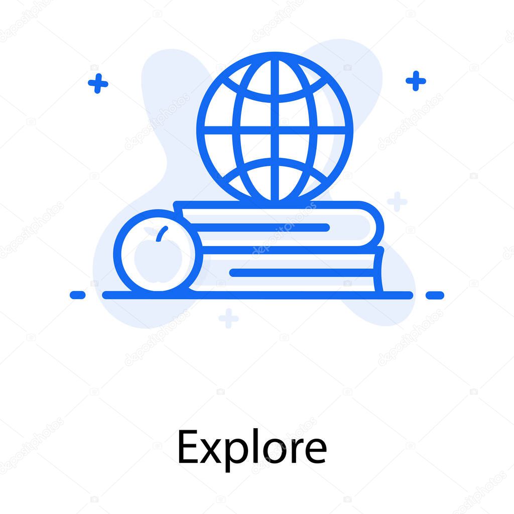 Globe with books showing concept of global education icon