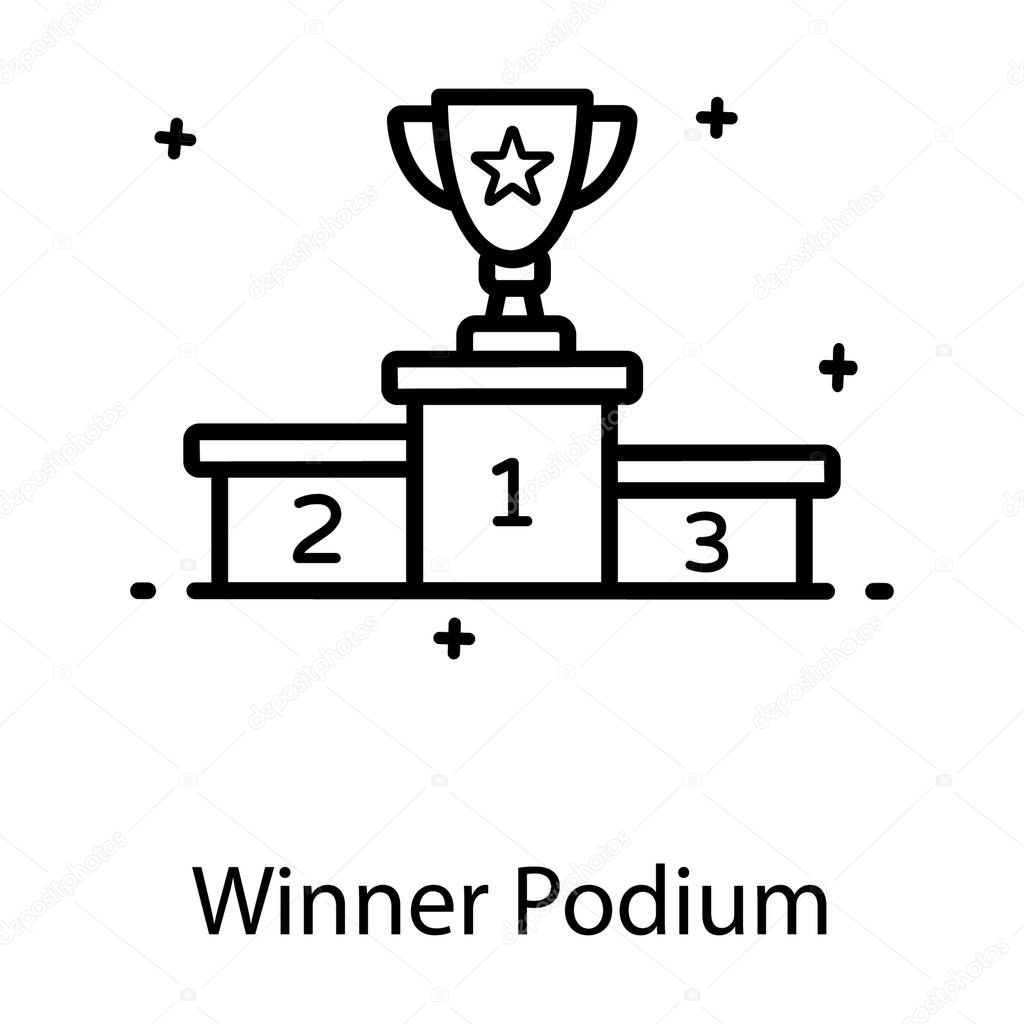 Trophy cup on leaderboard showing concept of winner podium icon
