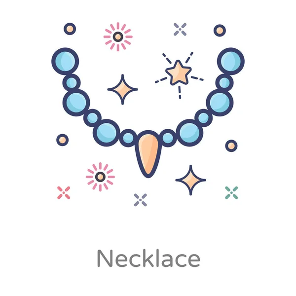Řetězec Korálků Ikona Náhrdelníku Plochém Provedení — Stockový vektor