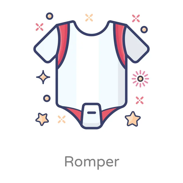 Ένα Κομμάτι Εξωτερικό Ένδυμα Romper Επίπεδη Διανυσματική Σχεδίαση — Διανυσματικό Αρχείο