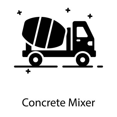 Düz dizaynlı beton karıştırıcı vektörü, düzenlenebilir simge