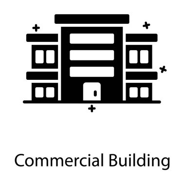 Ticari yapı simgesi, düz düzenlenebilir vektör tasarımı 