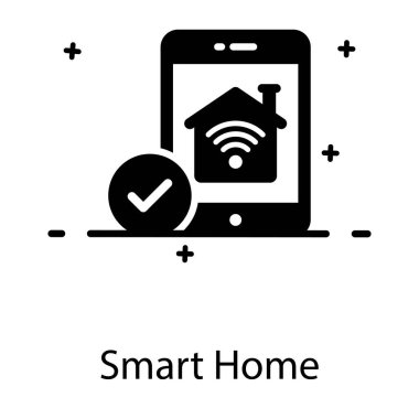 Ev içi cep telefonu, akıllı ev simgesi düz vektör 