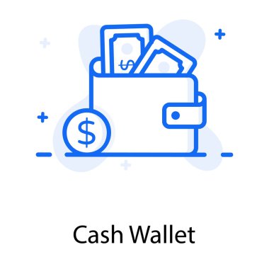 Nakit cüzdan, içinde düz dizaynlı fatura simgesi olan para.