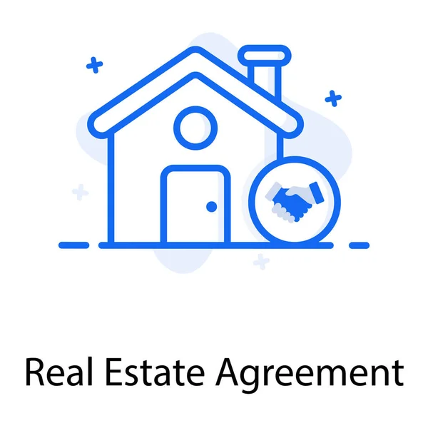 House Building Handshake Showing Real Estate Agreement Flat Icon — Stock Vector