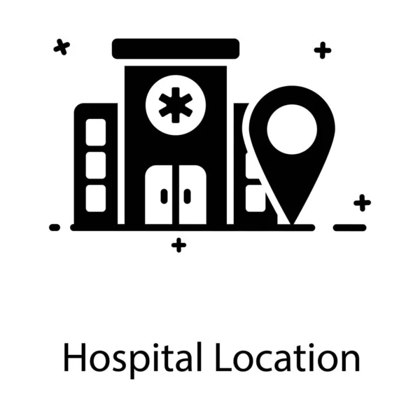 Icono Mapa Puntero Con Edificio Del Hospital Ubicación Del Hospital — Archivo Imágenes Vectoriales