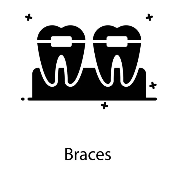 Οδοντικά Στηρίγματα Για Ευθυγράμμιση Και Ίσιωμα Δοντιών Εικονίδιο Των Δοντιών — Διανυσματικό Αρχείο