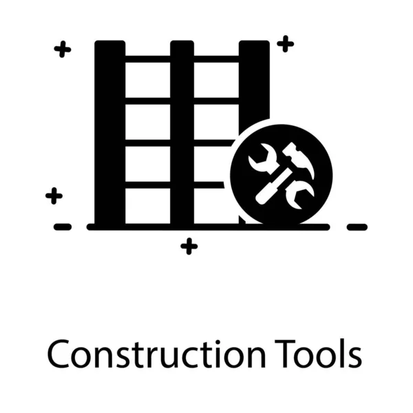 带有扳手的锤头图标 显示施工工具的概念向量 — 图库矢量图片