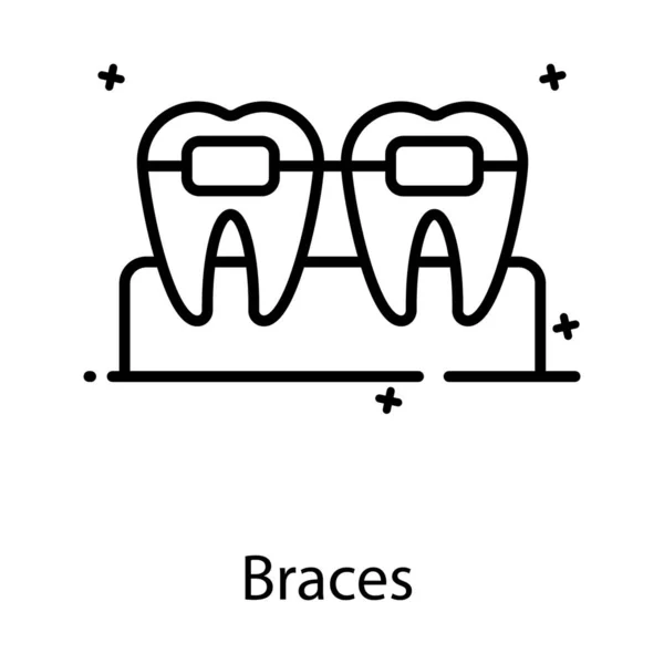 Οδοντικά Στηρίγματα Για Ευθυγράμμιση Και Ίσιωμα Δοντιών Εικονίδιο Των Δοντιών — Διανυσματικό Αρχείο
