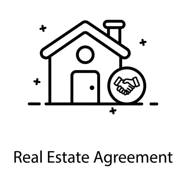 House Building Handshake Showing Real Estate Agreement Flat Icon — Stock Vector