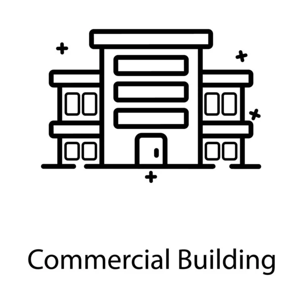 商業ビルのアイコン フラット編集可能なベクトルデザイン — ストックベクタ