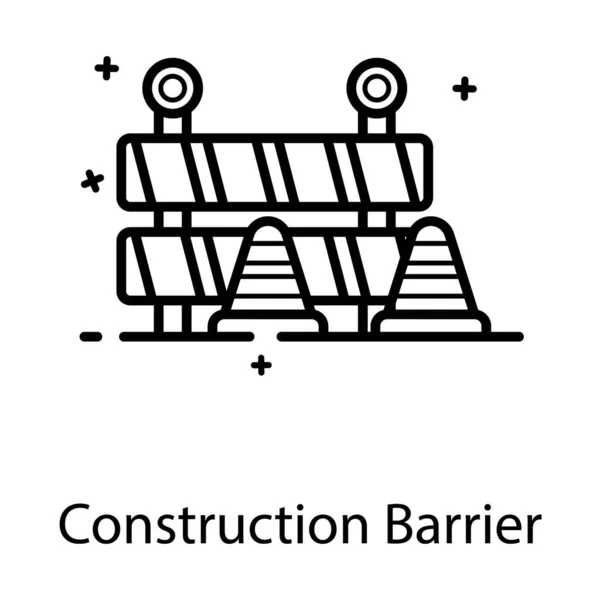 设有路障的圆锥显示建筑屏障图标 — 图库矢量图片