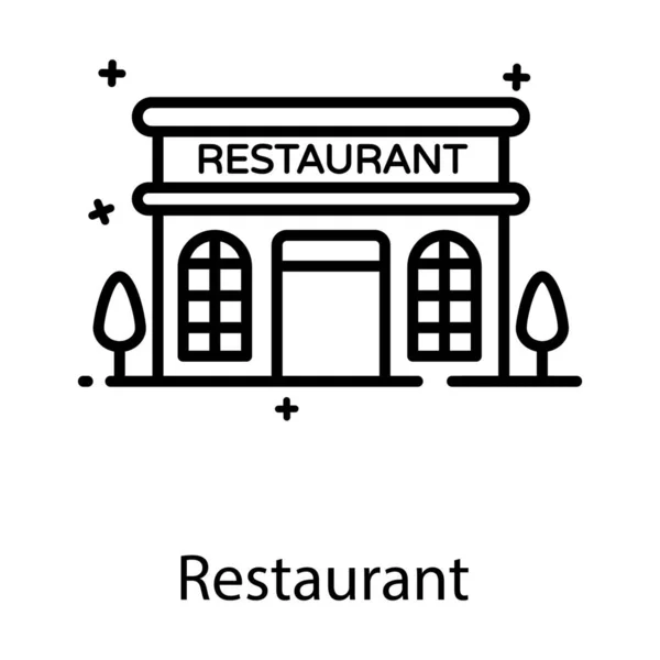 Maison Commerciale Design Plat Icône Restaurant — Image vectorielle