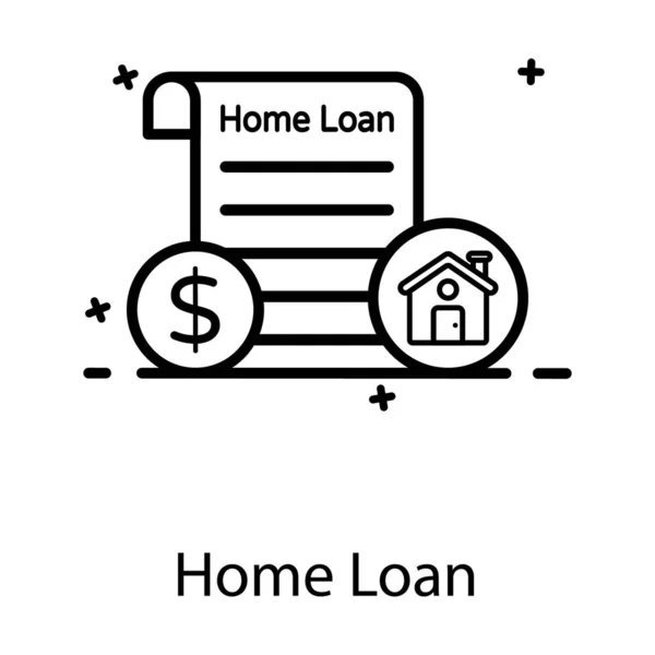 有美元和折叠纸的房屋 显示住房贷款文件图标 — 图库矢量图片