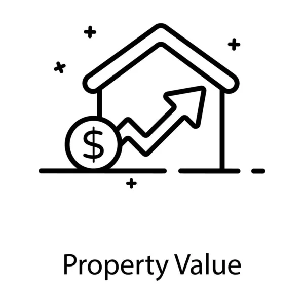 Dollar Upward Arrow House Property Value Icon — Stock Vector