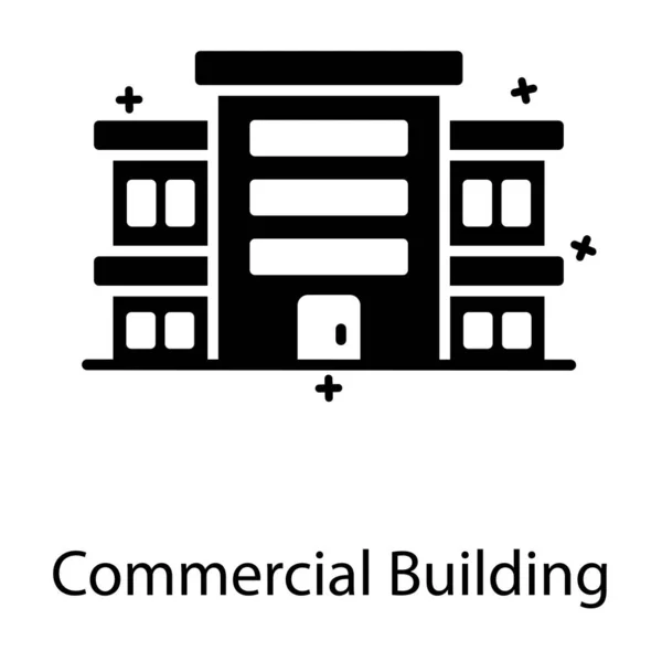 Icono Edificio Comercial Diseño Vector Editable Plano — Vector de stock