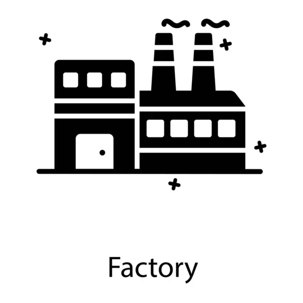 Budynek Kominem Przedstawiający Fabryczną Ikonę Stylu Płaskim — Wektor stockowy