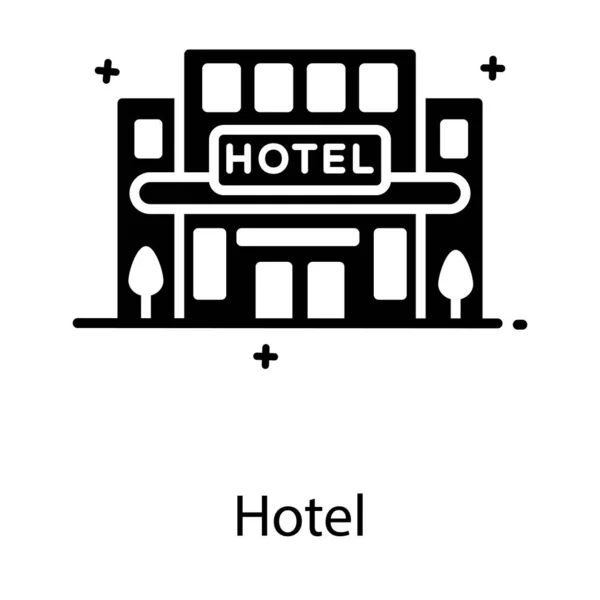Edificio Alojamiento Local Hotel Icono Plano — Vector de stock