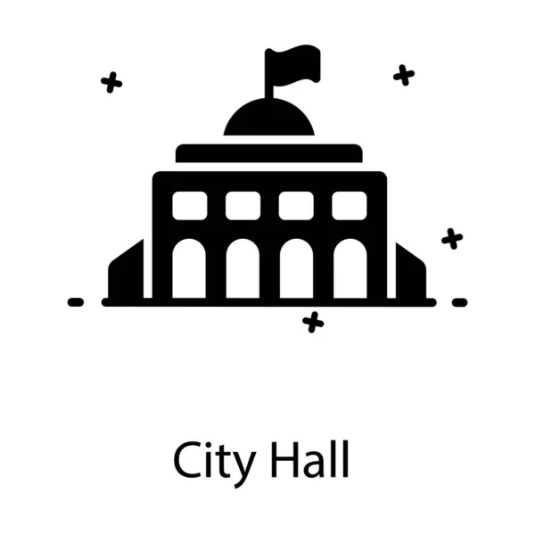 Icono Del Ayuntamiento Diseño Plano Edificio Administrativo — Vector de stock
