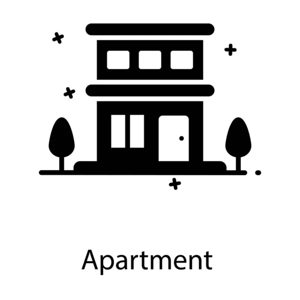 Residential Flats Building Apartment Icon Flat Design — Stock Vector