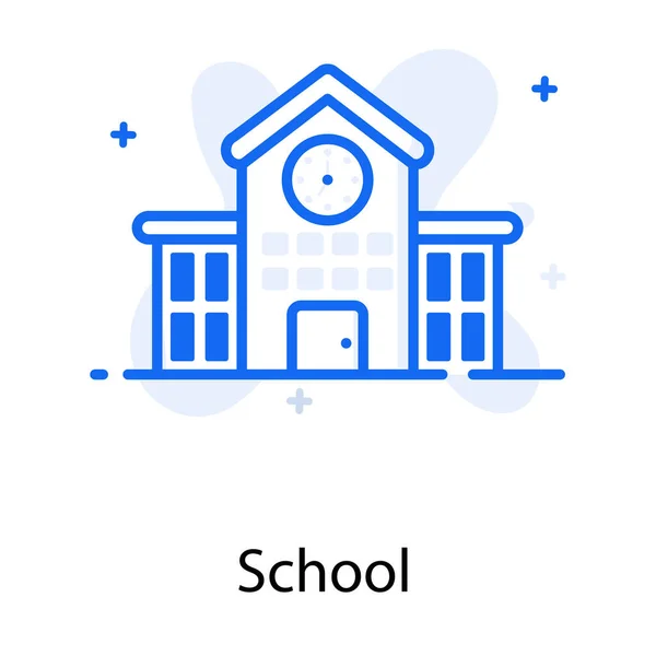 Επίπεδη Σχεδίαση Της Εικόνας Του Σχολείου Ένα Εκπαιδευτικό Ίδρυμα — Διανυσματικό Αρχείο